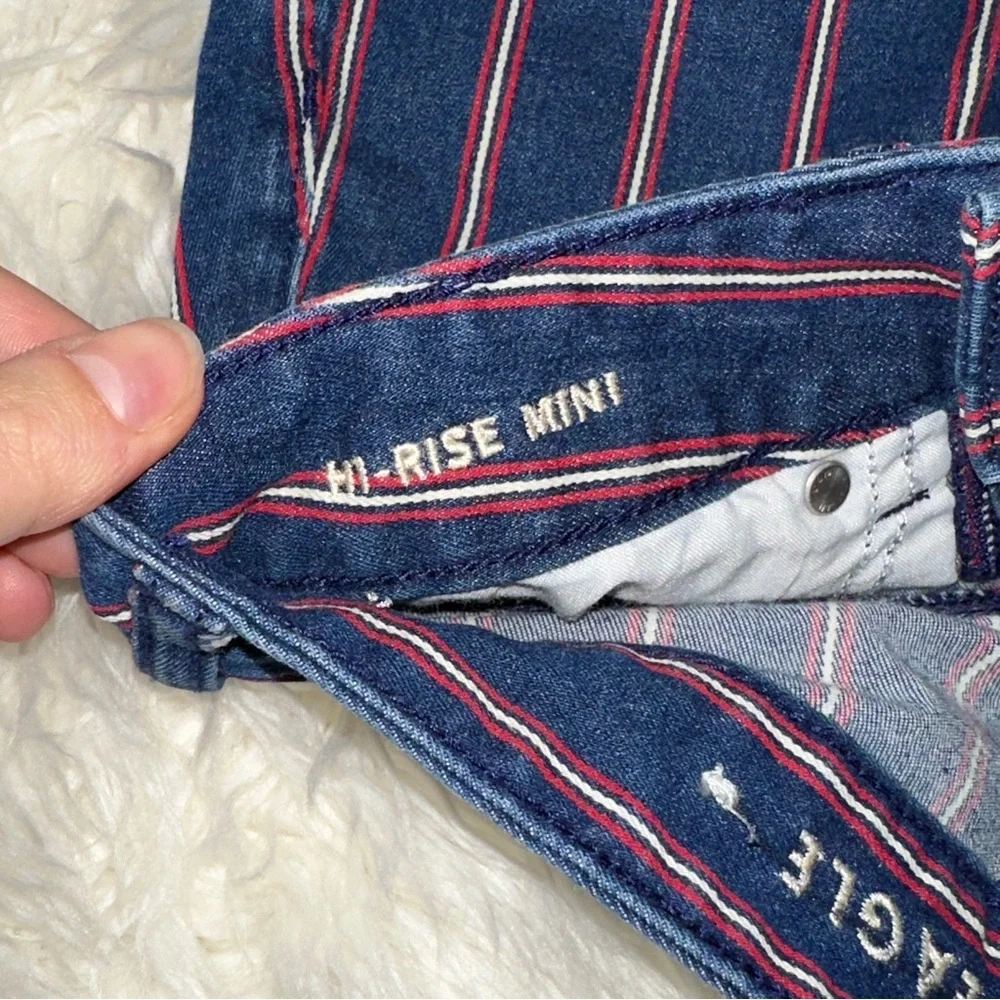 American Eagle | Super Stretch High Rise Striped Denim Mini Skirt